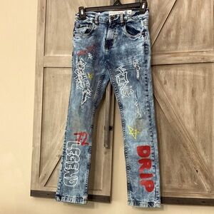 EVOLUTION DESIGN JEANS RIP & SLASH DENIM JEANS KIDS 
SIZE 10